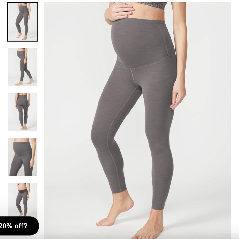 Beyond the Bump Heather Rib Maternity Midi Legging Gray Heather M